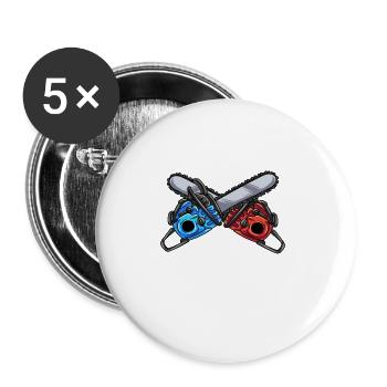 Kettensäge Baumpfleger Holzfäller Geschenk - Buttons groß 56 mm (5er Pack) - Weiß - Vorne