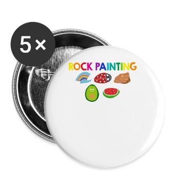 Rock Painting Better Than Therapy - Buttons large 2.2''/56 mm (5-pack) - white - Front