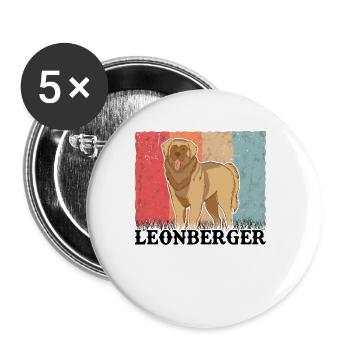 Leonberger Retro - Buttons large 2.2''/56 mm (5-pack) - white - Front