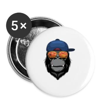 Affe - Buttons groß 56 mm (5er Pack) - Weiß - Vorne
