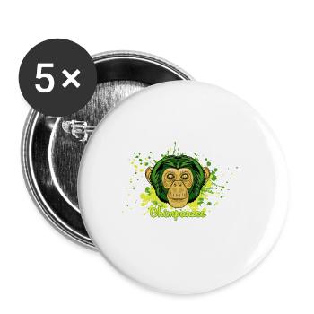 Affe - Buttons groß 56 mm (5er Pack) - Weiß - Vorne