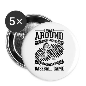 Je me promène bien - Baseball - Lot de 5 grands badges (56 mm) - blanc - Devant