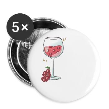 Weintrauben Weinglas Alkohol - Buttons groß 56 mm (5er Pack) - Weiß - Vorne