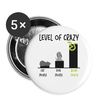 Snake Serpent Level Of Crazy Cat - Buttons groß 56 mm (5er Pack) - Weiß - Vorne