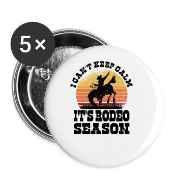 Rodeo Western Cowboy Wilder Westen Retro Pferd - Buttons groß 56 mm (5er Pack) - Weiß - Vorne