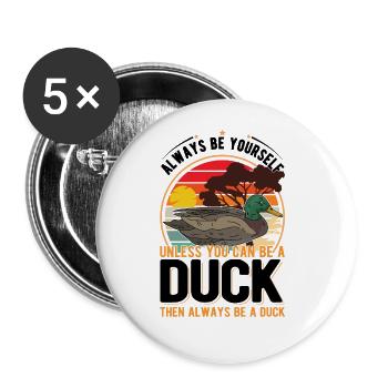 Cadeau de canard Éleveur de canards - Lot de 5 grands badges (56 mm) - blanc - Devant