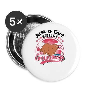 Murmeltier Mädchen Marmot Groundhog Girl - Buttons large 2.2''/56 mm (5-pack) - white - Front