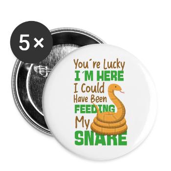 Snake Serpent You're Lucky I'm - Buttons large 2.2''/56 mm (5-pack) - white - Front