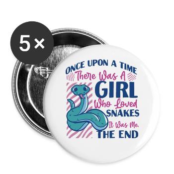 Snake Serpent Girl Once Upon A - Buttons large 2.2''/56 mm (5-pack) - white - Front