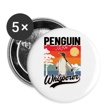 Pinguin Flüsterer Pingouin Chuchoteur - Lot de 5 grands badges (56 mm) - blanc - Devant