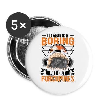 Porc-épic Cadeau Porc-épic - Lot de 5 grands badges (56 mm) - blanc - Devant