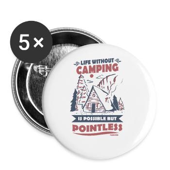 Camping - Buttons groß 56 mm (5er Pack) - Weiß - Vorne