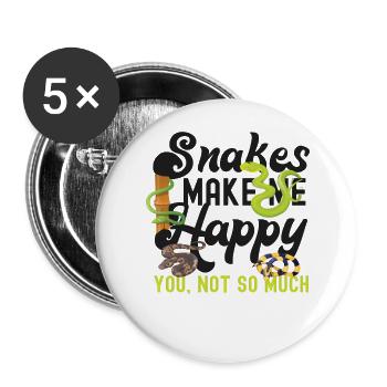 Snake Serpent Snakes Make Me Happy - Buttons groß 56 mm (5er Pack) - Weiß - Vorne