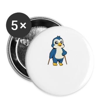 Marche nordique Comic Penguin - Lot de 5 grands badges (56 mm) - blanc - Devant