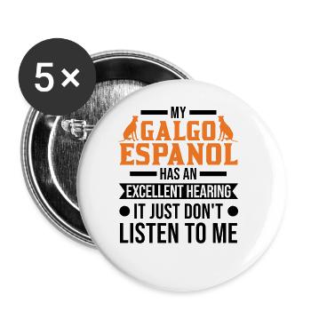 Galgo Espanol Geschenk Spanischer Windhund - Buttons groß 56 mm (5er Pack) - Weiß - Vorne