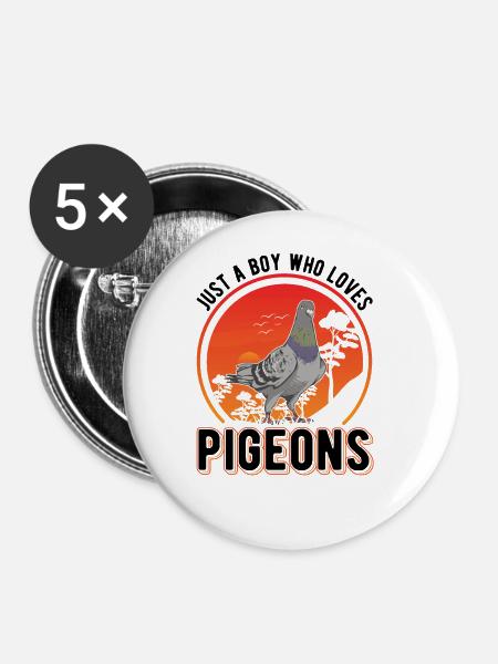 Taube Junge Taubenzüchter - Buttons groß 56 mm (5er Pack) - Weiß