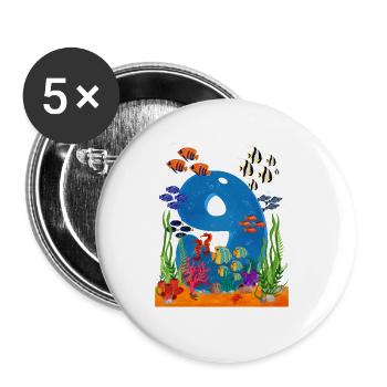 9 Geschenkidee zum Geburtstag - Buttons groß 56 mm (5er Pack) - Weiß - Vorne