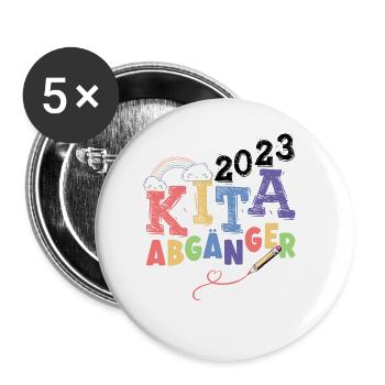 Kita Abgänger 2023 Kindergarten Geschenk - Buttons groß 56 mm (5er Pack) - Weiß - Vorne