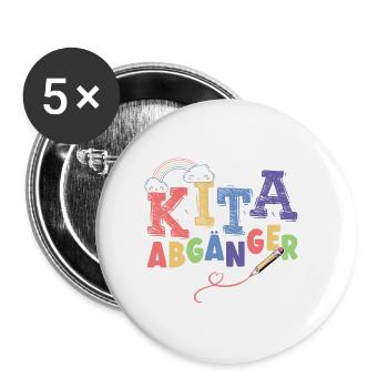 Kita Abgänger 2023 Kindergarten Geschenk - Buttons groß 56 mm (5er Pack) - Weiß - Vorne