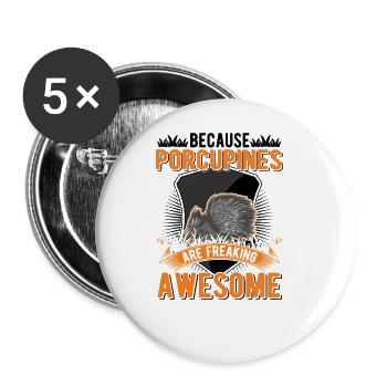 Porc-épic Cadeau Porc-épic - Lot de 5 grands badges (56 mm) - blanc - Devant