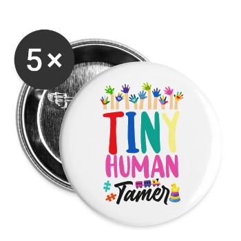 Fournisseur de services de garde d’enfants Enseignant - Lot de 5 grands badges (56 mm) - blanc - Devant