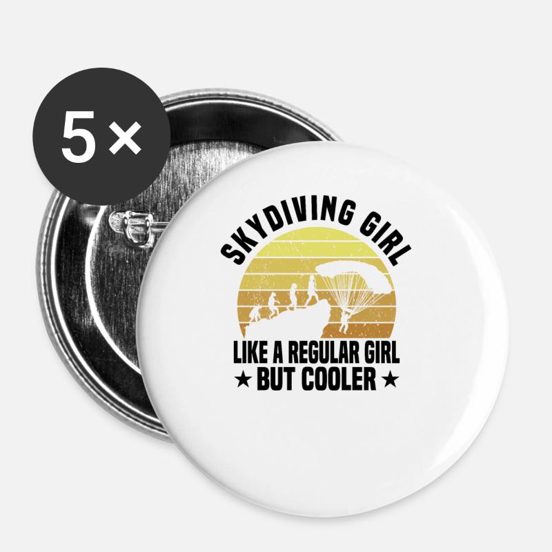 Skydiving Skydivers - Buttons large 2.2''/56 mm (5-pack) - white