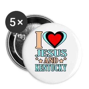Ich Liebe Jesus Und Kentucky geschenk - Buttons groß 56 mm (5er Pack) - Weiß - Vorne