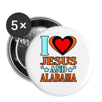 Ich Liebe Jesus Und Alabama geschenk - Buttons groß 56 mm (5er Pack) - Weiß - Vorne