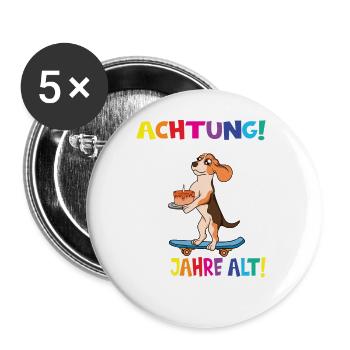Kindergeburtstag Ich Bin Jetzt 4 Jahre - Buttons groß 56 mm (5er Pack) - Weiß - Vorne