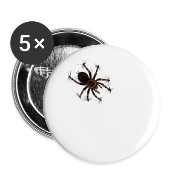 Spinnenliebhaber - kletternde Vogelspinne - Buttons groß 56 mm (5er Pack) - Weiß - Vorne