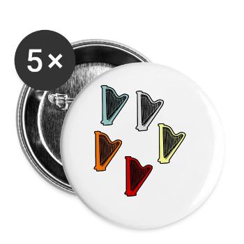 Harfe - Buttons groß 56 mm (5er Pack) - Weiß - Vorne