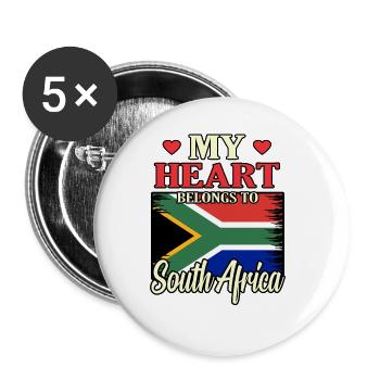 Südafrika - Buttons groß 56 mm (5er Pack) - Weiß - Vorne