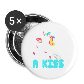Je viens de vous souffler un baiser Mignon thé licorne vintage - Lot de 5 grands badges (56 mm) - blanc - Devant