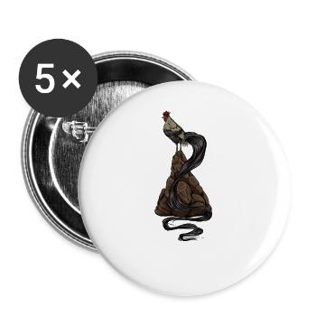 Drawing of an Onagadori - Buttons large 2.2''/56 mm (5-pack) - white - Front