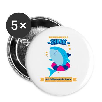 Apprenez à nager en nageant comme un requin et - Lot de 5 grands badges (56 mm) - blanc - Devant