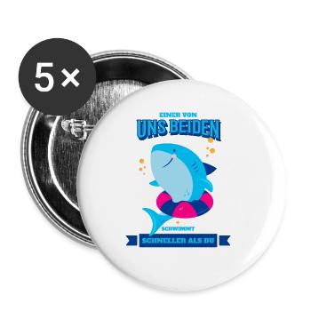 Schwimmen Lernen Einer Von Uns Beiden Schwimmt - Buttons groß 56 mm (5er Pack) - Weiß - Vorne