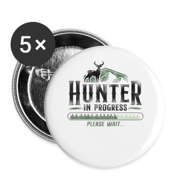 Buck Deer Hunting Hunter Vintage - Buttons groß 56 mm (5er Pack) - Weiß - Vorne