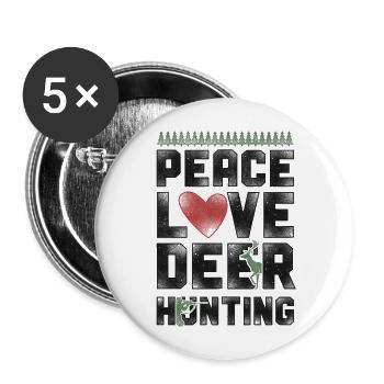 Buck Deer Hunting Hunter Vintage - Buttons large 2.2''/56 mm (5-pack) - white - Front