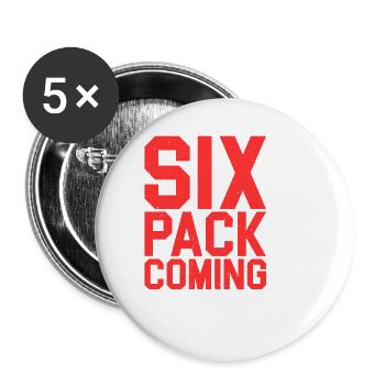 Six Pack à venir 28 - Lot de 5 grands badges (56 mm) - blanc - Devant