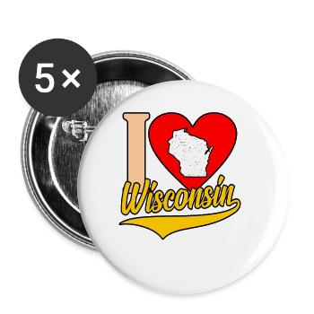 I Herz wisconsin geschenk - Buttons groß 56 mm (5er Pack) - Weiß - Vorne