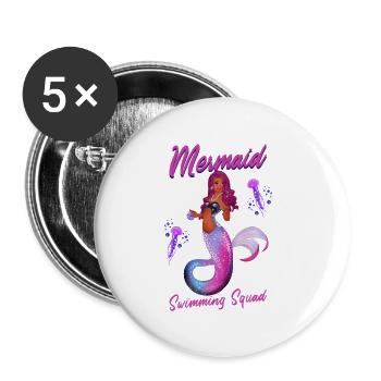 Mermaids Swimming Saying Mermaid Swimming - Buttons large 2.2''/56 mm (5-pack) - white - Front