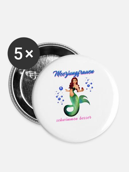 Schwimmen Spruch Lustig Meerjungfrauen Schwimmen - Buttons groß 56 mm (5er Pack) - Weiß