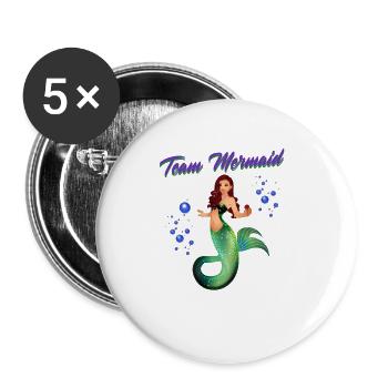Mermaids Swimming Saying Team Mermaid - Buttons large 2.2''/56 mm (5-pack) - white - Front
