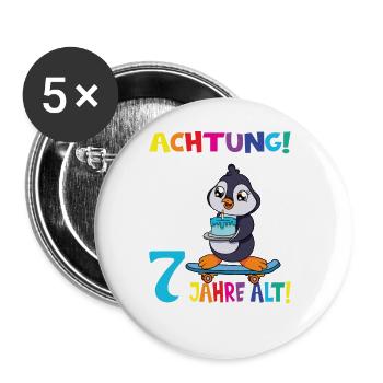 Kindergeburtstag Ich Bin Jetzt 7 Jahre - Buttons groß 56 mm (5er Pack) - Weiß - Vorne