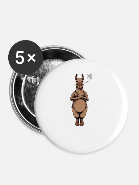 Lama Neinsager - Buttons groß 56 mm (5er Pack) - Weiß