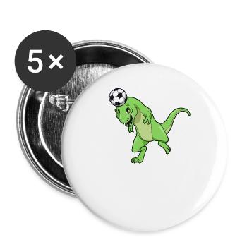 Comic TREX spielt Fußball - Buttons groß 56 mm (5er Pack) - Weiß - Vorne