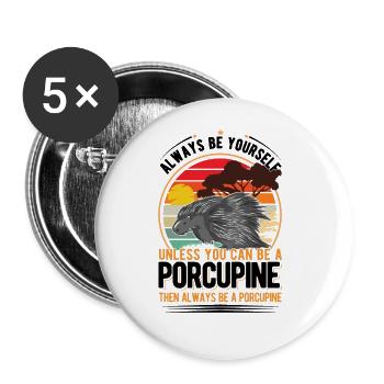 Porc-épic Cadeau Porc-épic - Lot de 5 grands badges (56 mm) - blanc - Devant