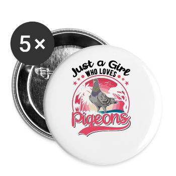 Pigeon Girls Pigeon Fanciers - Buttons large 2.2''/56 mm (5-pack) - white - Front