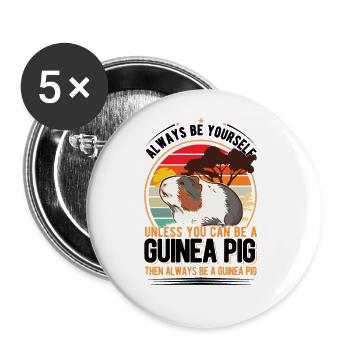 Guinea Pig Gift Guinea Pig - Buttons large 2.2''/56 mm (5-pack) - white - Front