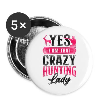 Buck Deer Hunting Hunter Girl - Buttons groß 56 mm (5er Pack) - Weiß - Vorne